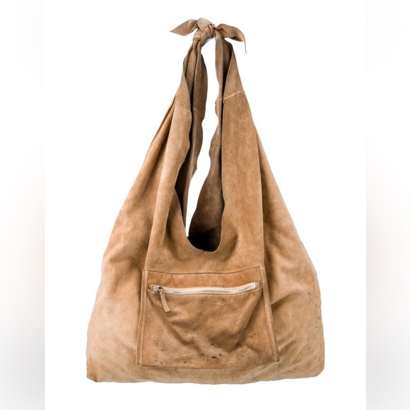 THE ROW Suede Bindle Knot Hobo Bag in Tan - Picture 2 of 5
